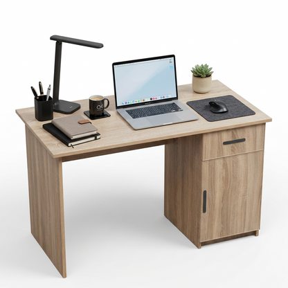 COPENHAGEN DESK - NATURAL OAK - SLIM - OVAL BLACK