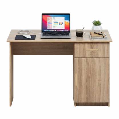 COPENHAGEN DESK - NATURAL OAK - SLIM - OVAL BRASS