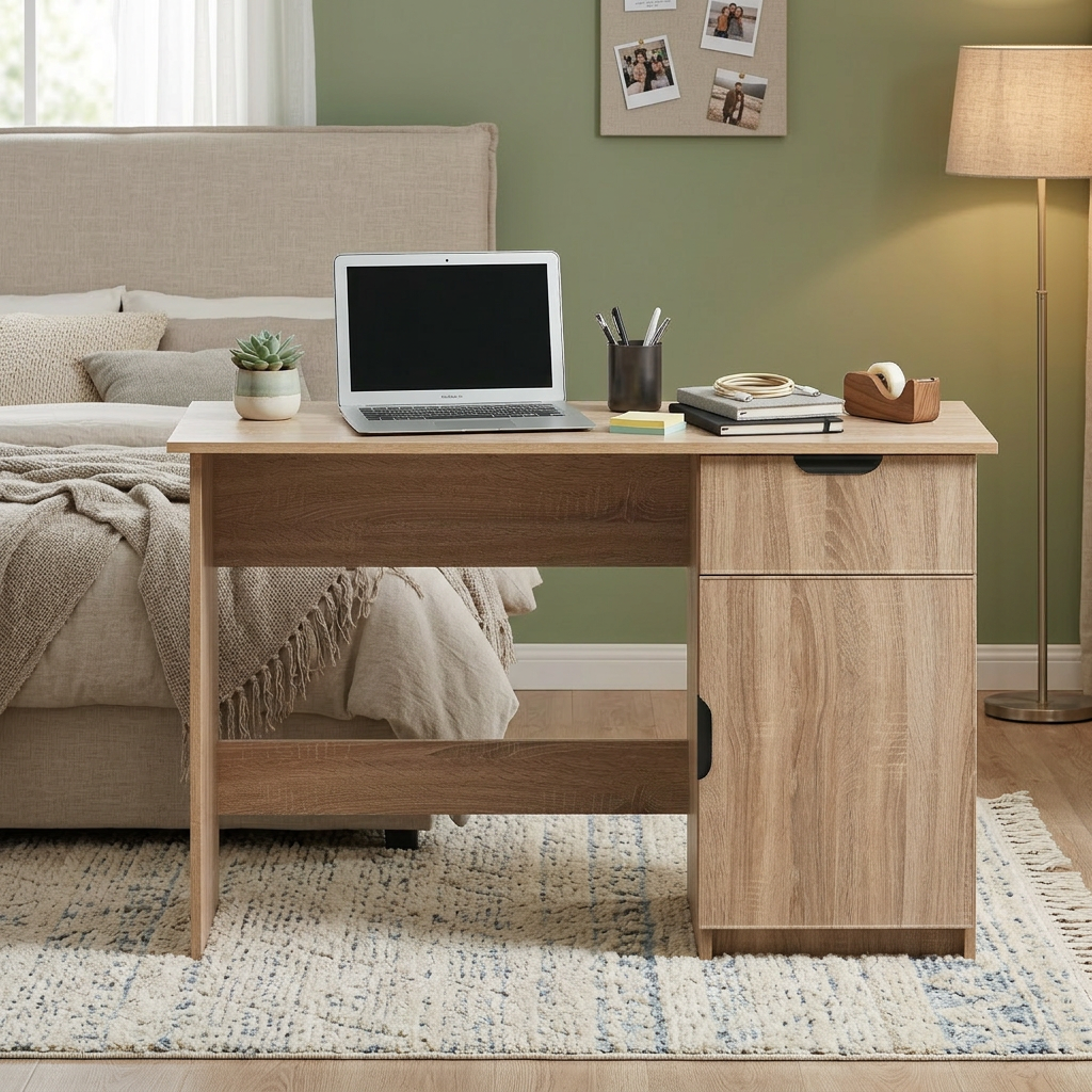 COPENHAGEN DESK - NATURAL OAK - SLIM - PULL BLACK