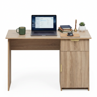COPENHAGEN DESK - NATURAL OAK - SLIM - PULL BRASS