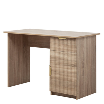 COPENHAGEN DESK - NATURAL OAK - FLUTED - PULL BRASS