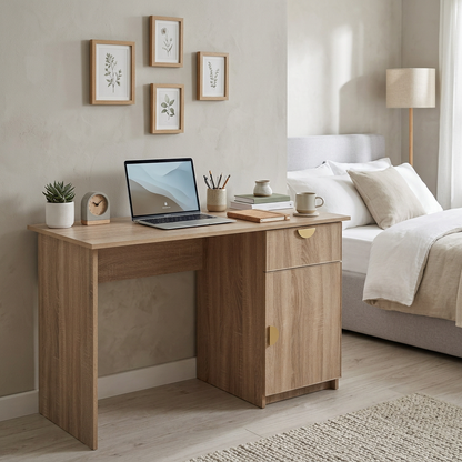 COPENHAGEN DESK - NATURAL OAK - SLIM - HALF MOON BRASS