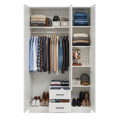 BUDAPEST THREE DOOR WARDROBE - WHITE - HAMPTONS - BLACK