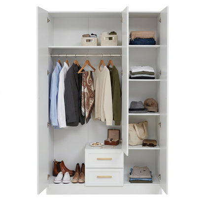 BUDAPEST THREE DOOR WARDROBE - WHITE - HAMPTONS - BLACK
