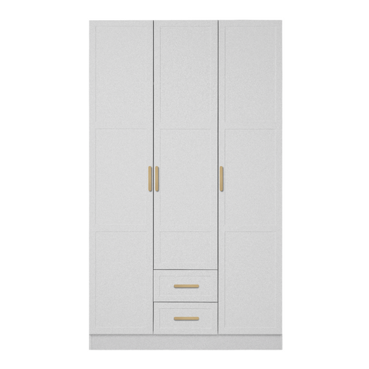 BUDAPEST THREE DOOR WARDROBE - WHITE - HAMPTONS - BRASS