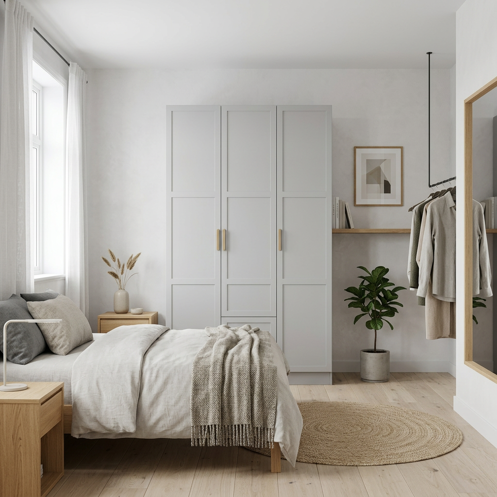 BUDAPEST THREE DOOR WARDROBE - WHITE - HAMPTONS - BRASS
