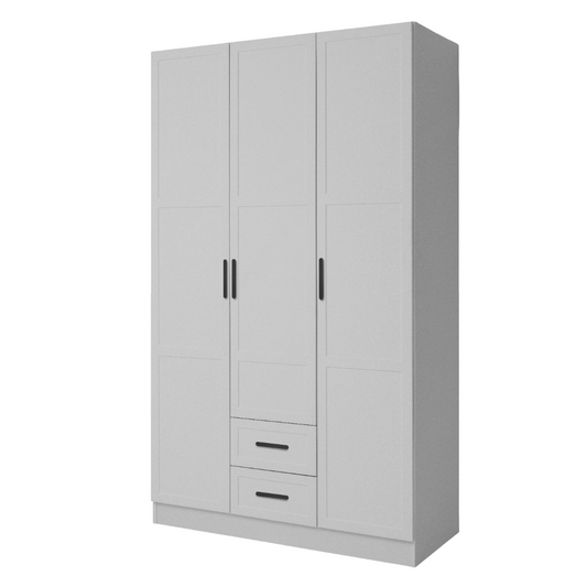 BUDAPEST THREE DOOR WARDROBE - WHITE - HAMPTONS - BLACK