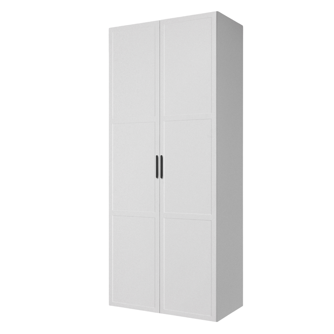 BUDAPEST TWO DOOR HANGING WARDROBE - WHITE - HAMPTONS - BLACK