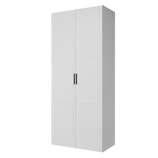 BUDAPEST TWO DOOR HANGING WARDROBE - WHITE - HAMPTONS - BLACK