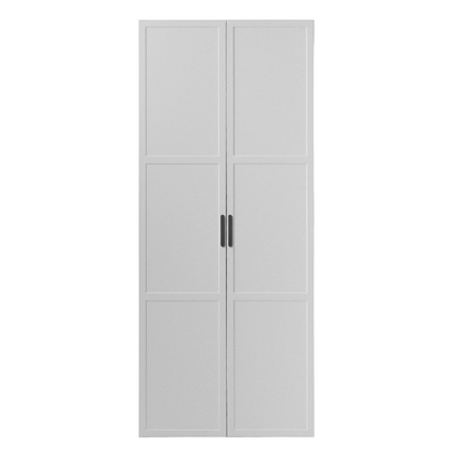 BUDAPEST TWO DOOR HANGING WARDROBE - WHITE - HAMPTONS - BLACK