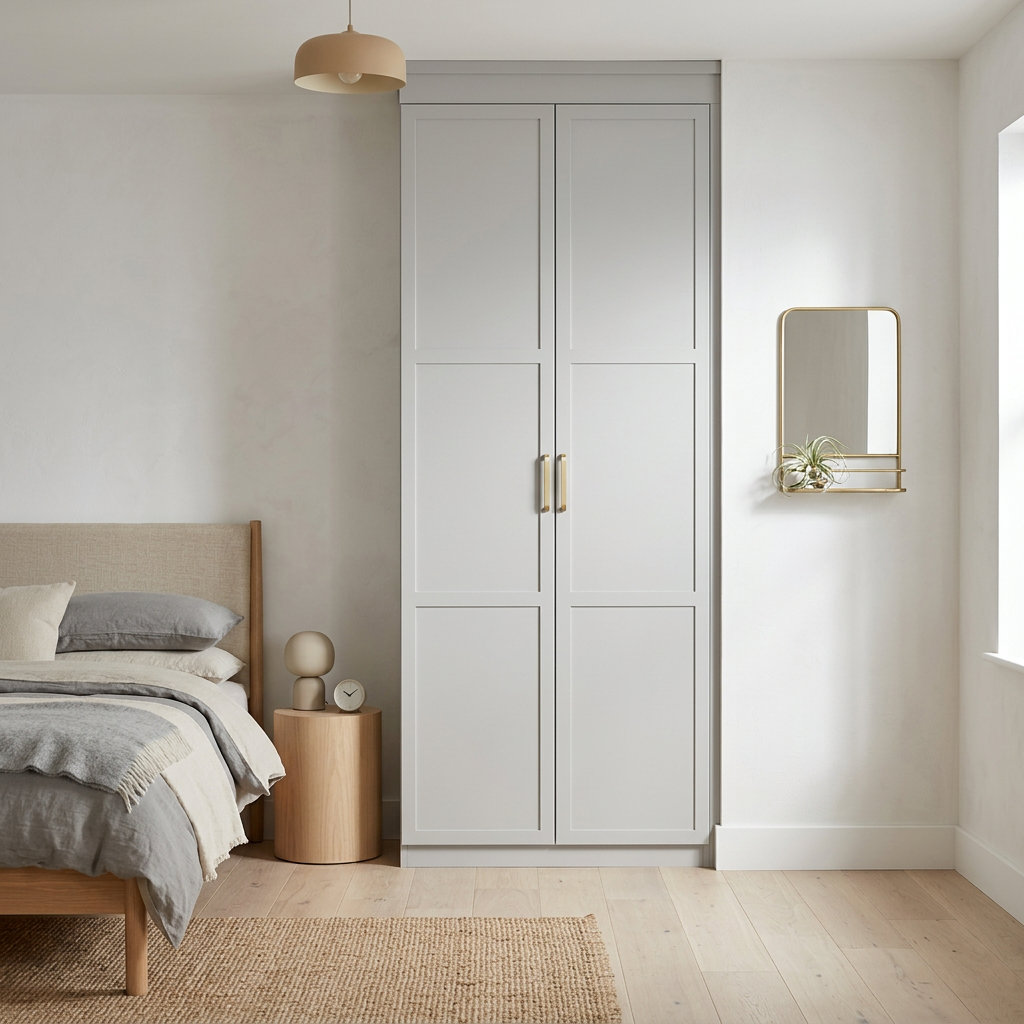 BUDAPEST TWO DOOR HANGING WARDROBE - WHITE - HAMPTONS - BRASS