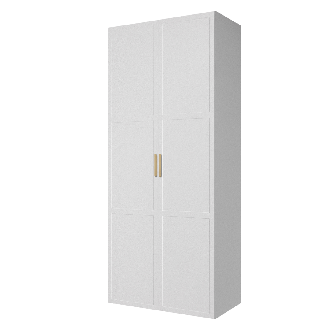 BUDAPEST TWO DOOR HANGING/STORAGE WARDROBE - WHITE - HAMPTONS - BRASS