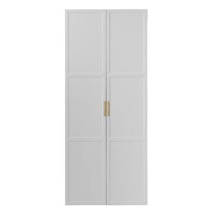 BUDAPEST TWO DOOR HANGING/STORAGE WARDROBE - WHITE - HAMPTONS - BRASS