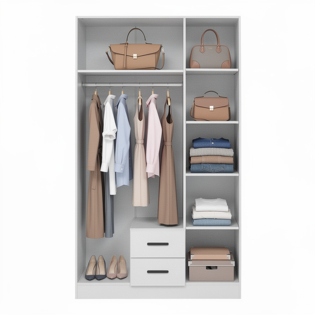BUDAPEST THREE DOOR WARDROBE - WHITE - SLIM SHAKER - BLACK