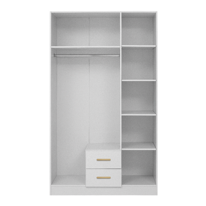 BUDAPEST THREE DOOR WARDROBE - WHITE - SLIM SHAKER - BRASS
