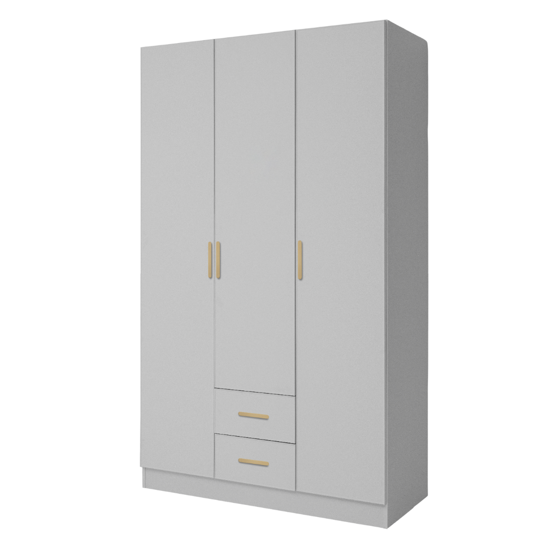 BUDAPEST THREE DOOR WARDROBE - WHITE - SLIM SHAKER - BRASS