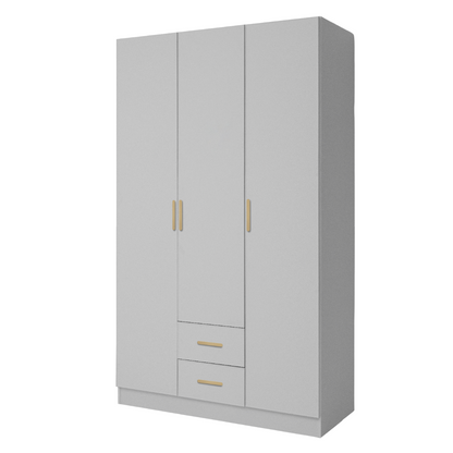 BUDAPEST THREE DOOR WARDROBE - WHITE - SLIM SHAKER - BRASS