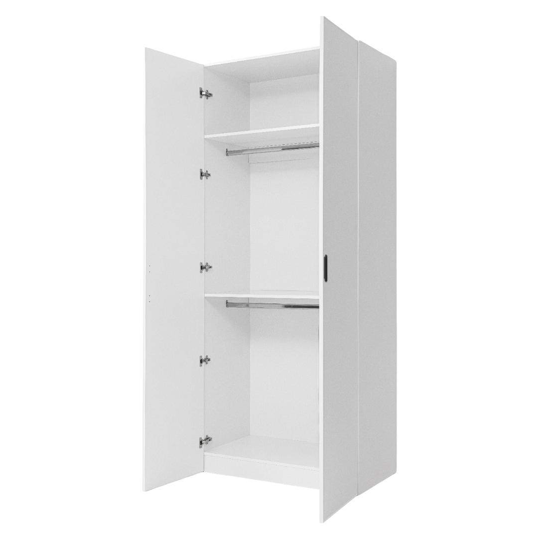 BUDAPEST TWO DOOR HANGING WARDROBE - WHITE - SLIM SHAKER - BLACK