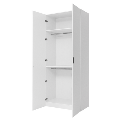 BUDAPEST TWO DOOR HANGING WARDROBE - WHITE - SLIM SHAKER - BLACK