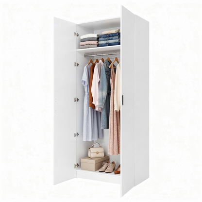 BUDAPEST TWO DOOR HANGING WARDROBE - WHITE - SLIM SHAKER - BLACK