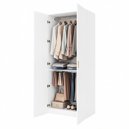 BUDAPEST TWO DOOR HANGING WARDROBE - WHITE - SLIM SHAKER - BRASS