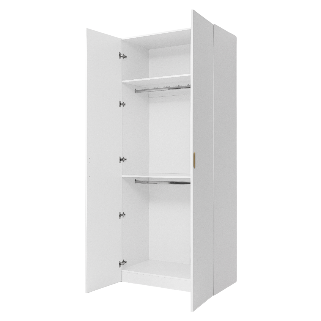 BUDAPEST TWO DOOR HANGING WARDROBE - WHITE - SLIM SHAKER - BRASS