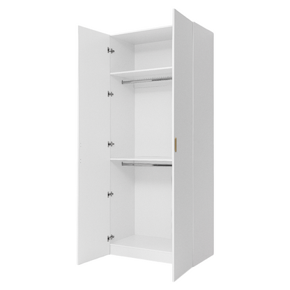BUDAPEST TWO DOOR HANGING WARDROBE - WHITE - SLIM SHAKER - BRASS