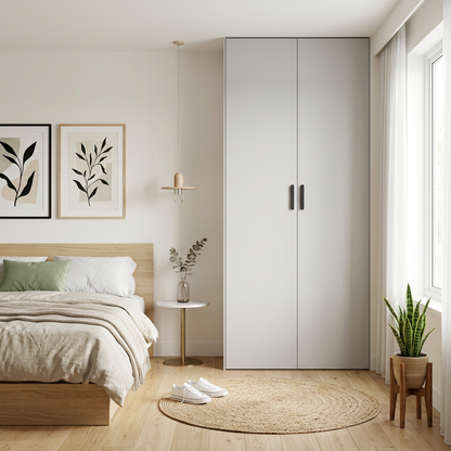 BUDAPEST TWO DOOR HANGING WARDROBE - WHITE - SLIM SHAKER - BLACK