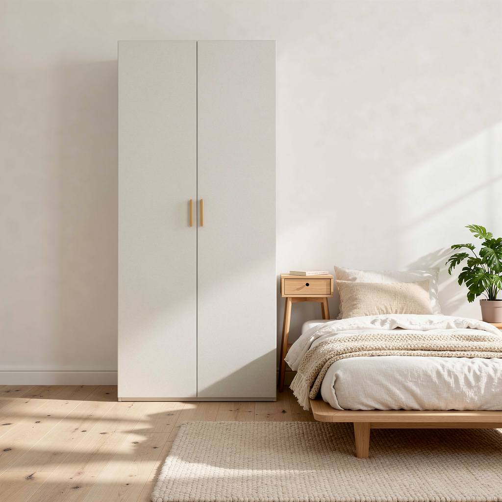 BUDAPEST TWO DOOR HANGING WARDROBE - WHITE - SLIM SHAKER - BRASS
