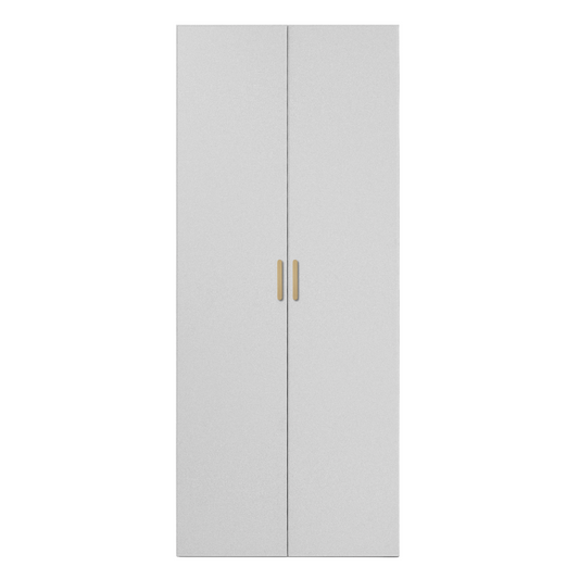 BUDAPEST TWO DOOR HANGING/STORAGE WARDROBE - WHITE - SLIM SHAKER- BRASS