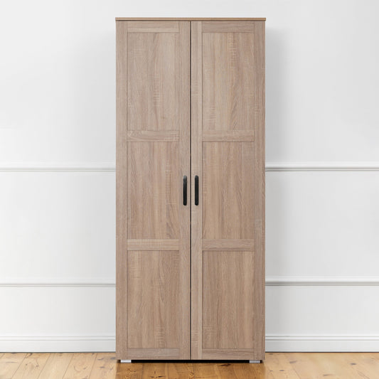STOCKHOLM STORAGE CUPBOARD HAMPTONS - NATURAL OAK - OVAL BLACK