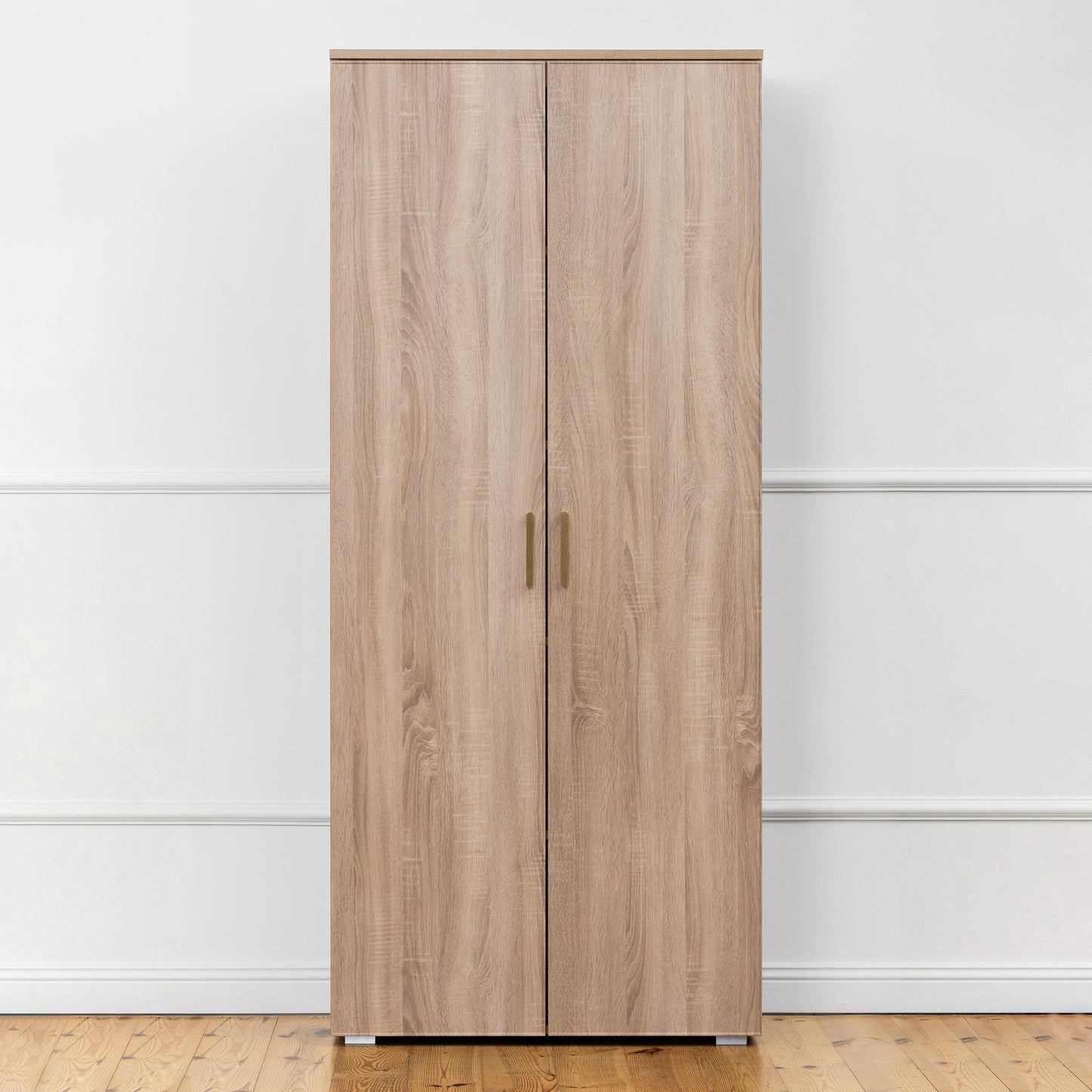 STOCKHOLM STORAGE CUPBOARD SLIM - NATURAL OAK - SCANDI BRASS