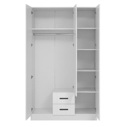 BUDAPEST THREE DOOR WARDROBE - WHITE - VJ PANEL - BLACK