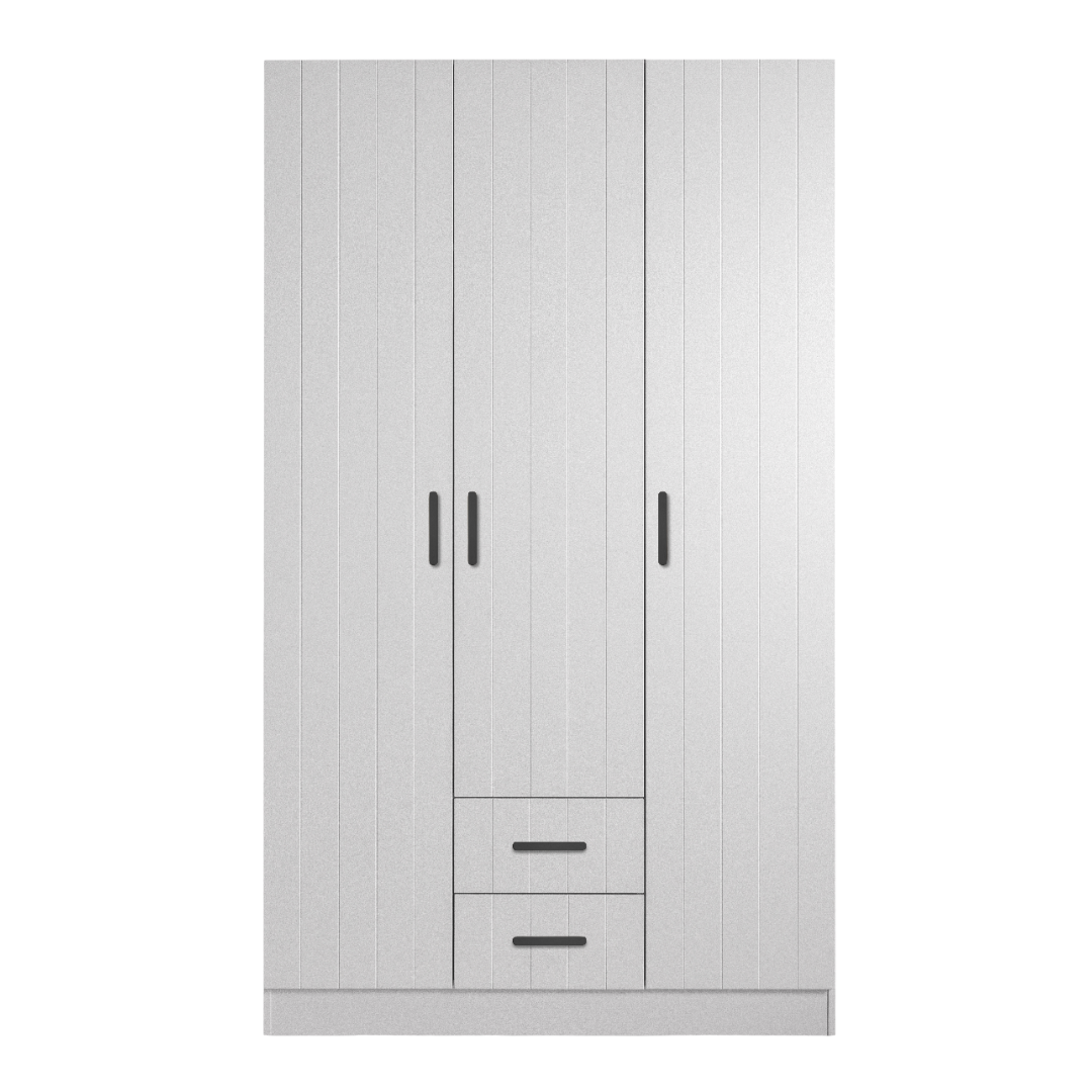 BUDAPEST THREE DOOR WARDROBE - WHITE - VJ PANEL - BLACK