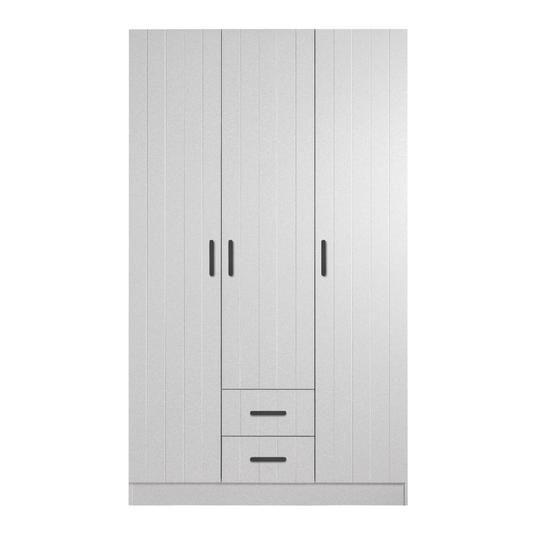 BUDAPEST THREE DOOR WARDROBE - WHITE - VJ PANEL - BLACK