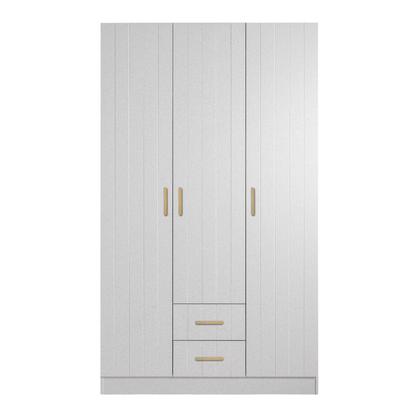 BUDAPEST THREE DOOR WARDROBE - WHITE - VJ PANEL - BRASS