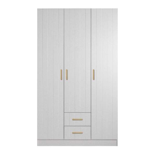 BUDAPEST THREE DOOR WARDROBE - WHITE - VJ PANEL - BRASS