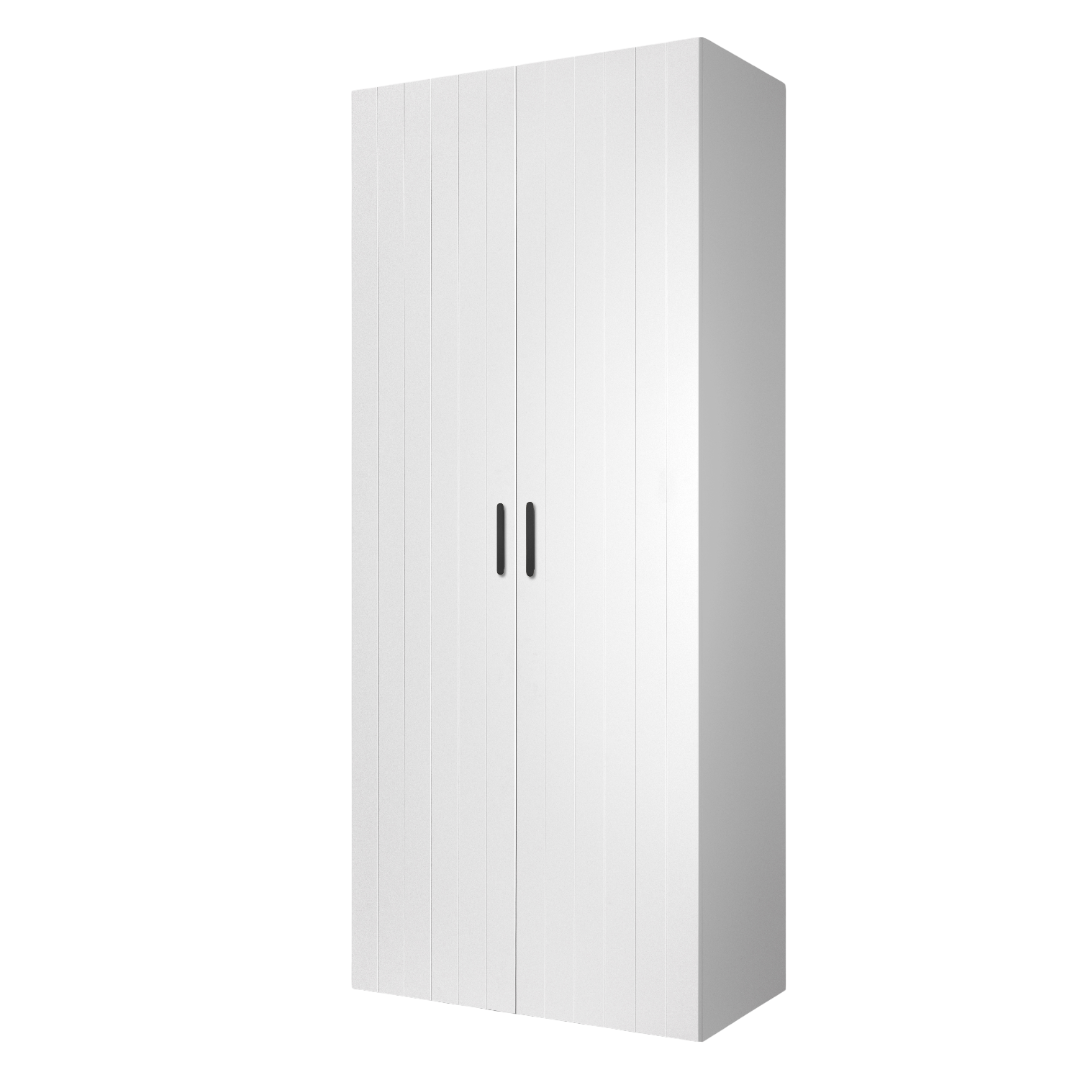BUDAPEST TWO DOOR HANGING WARDROBE - WHITE - VJ PANEL - BLACK