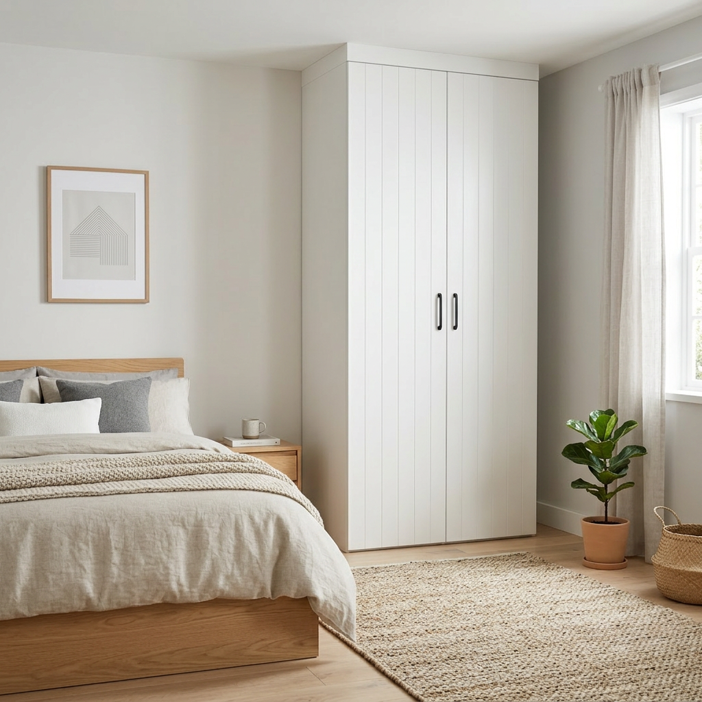 BUDAPEST TWO DOOR HANGING WARDROBE - WHITE - VJ PANEL - BLACK