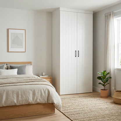 BUDAPEST TWO DOOR HANGING WARDROBE - WHITE - VJ PANEL - BLACK