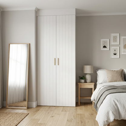 BUDAPEST TWO DOOR HANGING WARDROBE - WHITE - VJ PANEL - BRASS