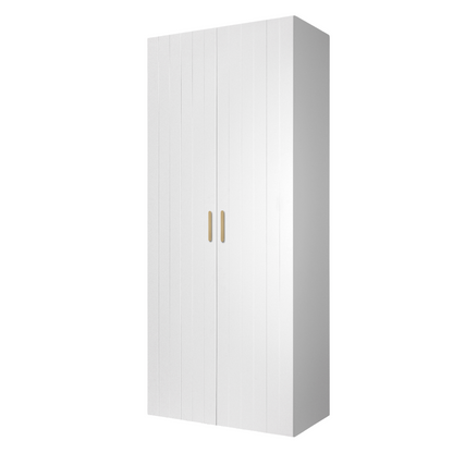 BUDAPEST TWO DOOR HANGING WARDROBE - WHITE - VJ PANEL - BRASS