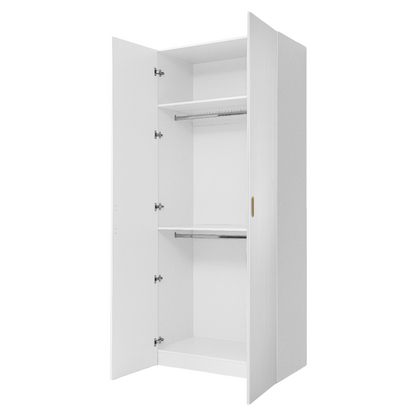 BUDAPEST TWO DOOR HANGING WARDROBE - WHITE - VJ PANEL - BRASS