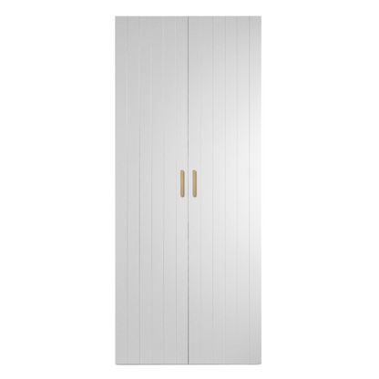 BUDAPEST TWO DOOR HANGING/STORAGE WARDROBE - WHITE - VJ PANEL - BRASS