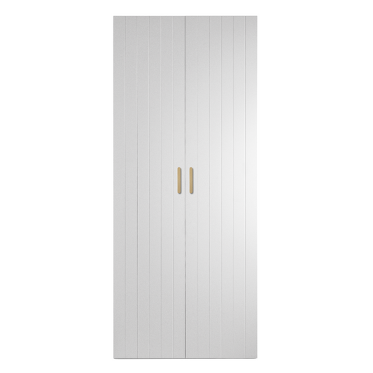 BUDAPEST TWO DOOR HANGING/STORAGE WARDROBE - WHITE - VJ PANEL - BRASS